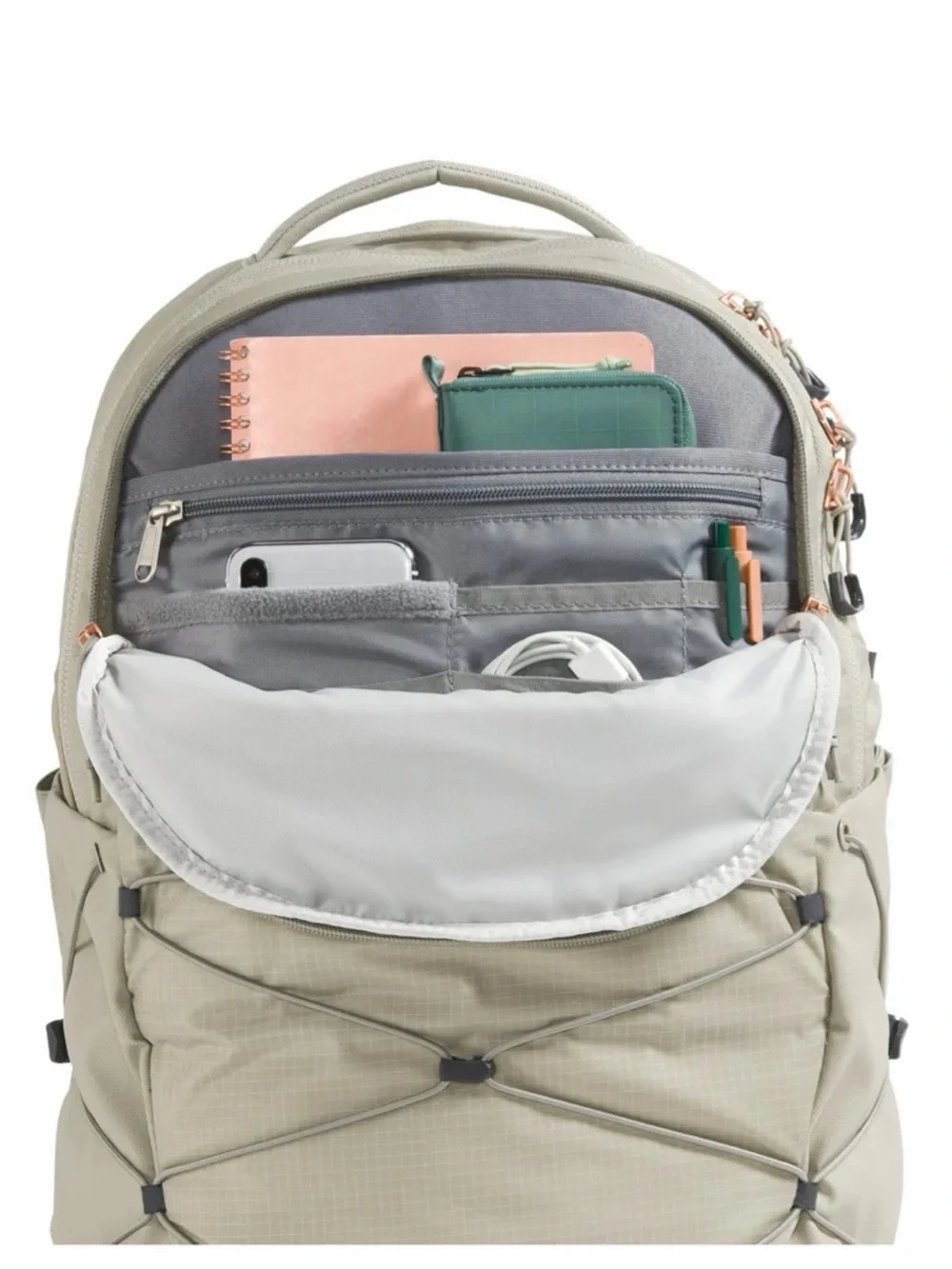 NWT The North Face Borealis Luxe Backpack,Clay Grey/Burnt Coral,27L,16in Laptop
